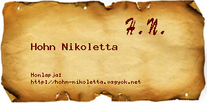 Hohn Nikoletta névjegykártya